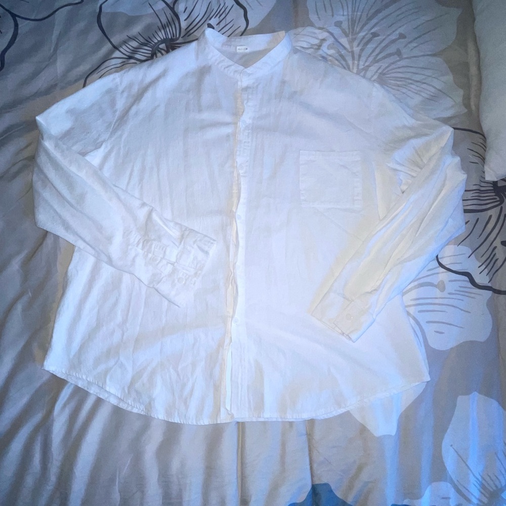 White band collar shirt